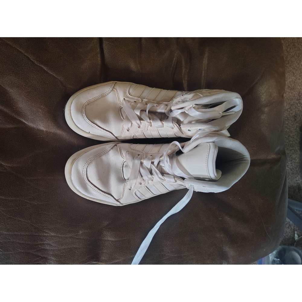 Adidas Shoes Womens Size 8.5 White High Top Three Stripes Casual Sneakers
